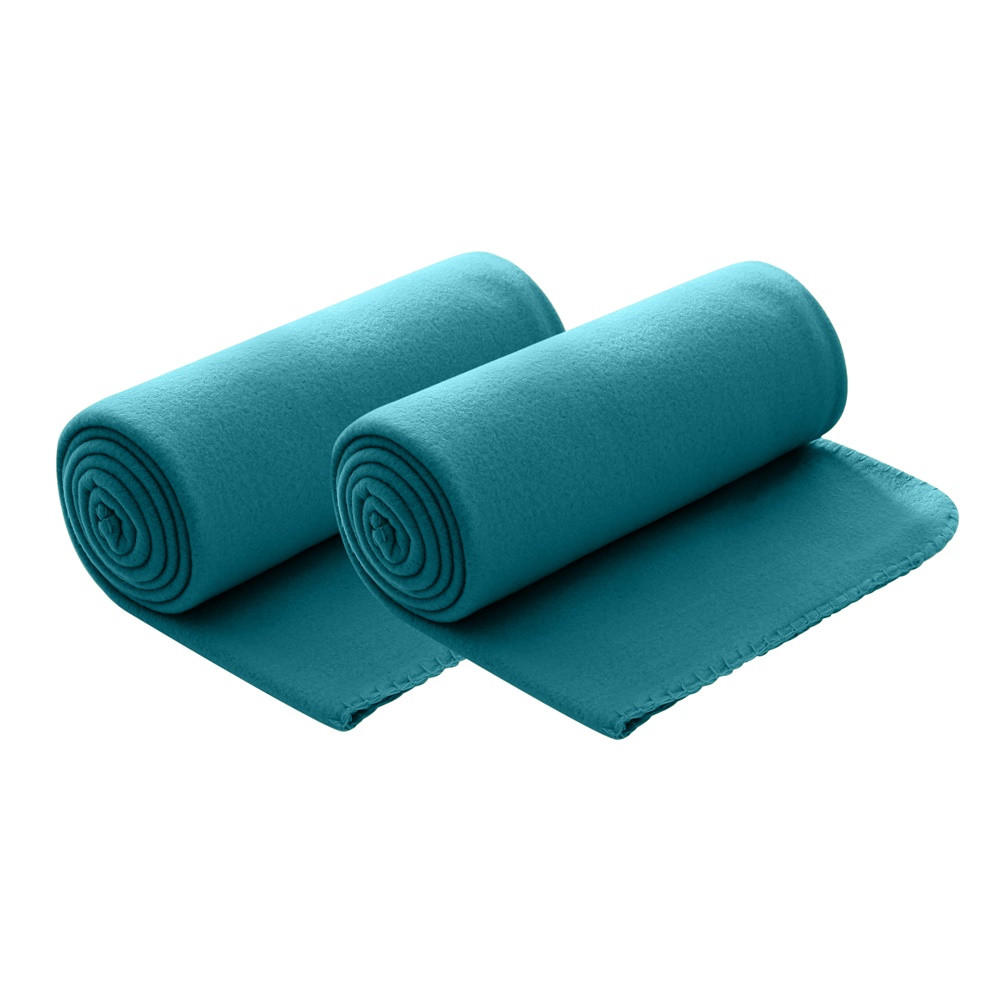FLEECEDECKE 2er Set türkis 130/160 cm Kettelrand Anti-Pilling - Türkis, Textil (130/160cm) - wometo