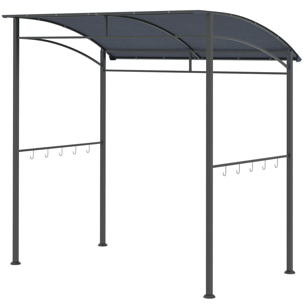 GRILLPAVILLON Polyester Grau+Schwarz - Schwarz/Grau, Kunststoff/Metall (150/220/215cm) - Outsunny