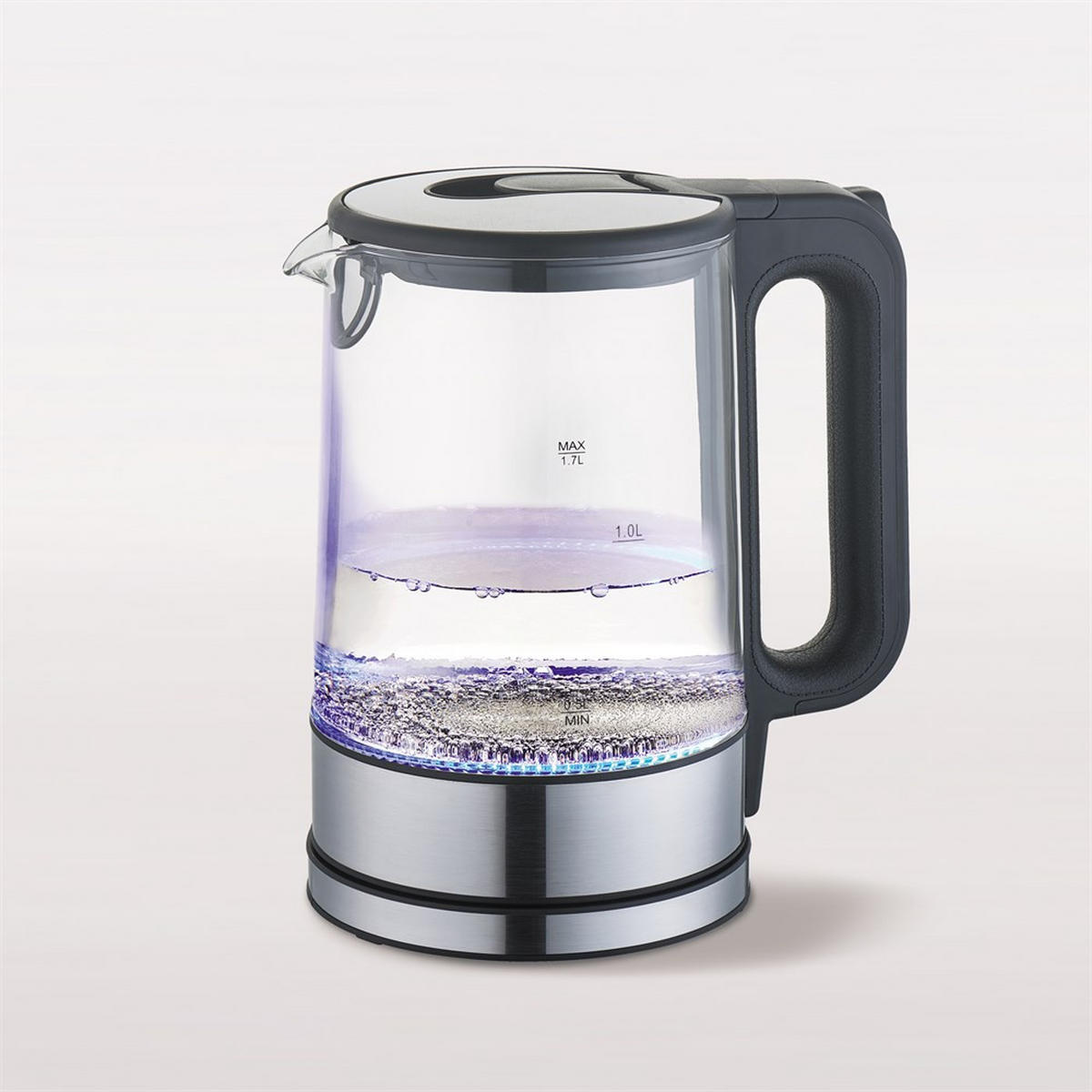 WASSERKOCHER ELEKTRISCH Silber 21/16/24.5 cm MR053BLACK - Silberfarben, Glas (16/24.5/21cm) - Maestro 