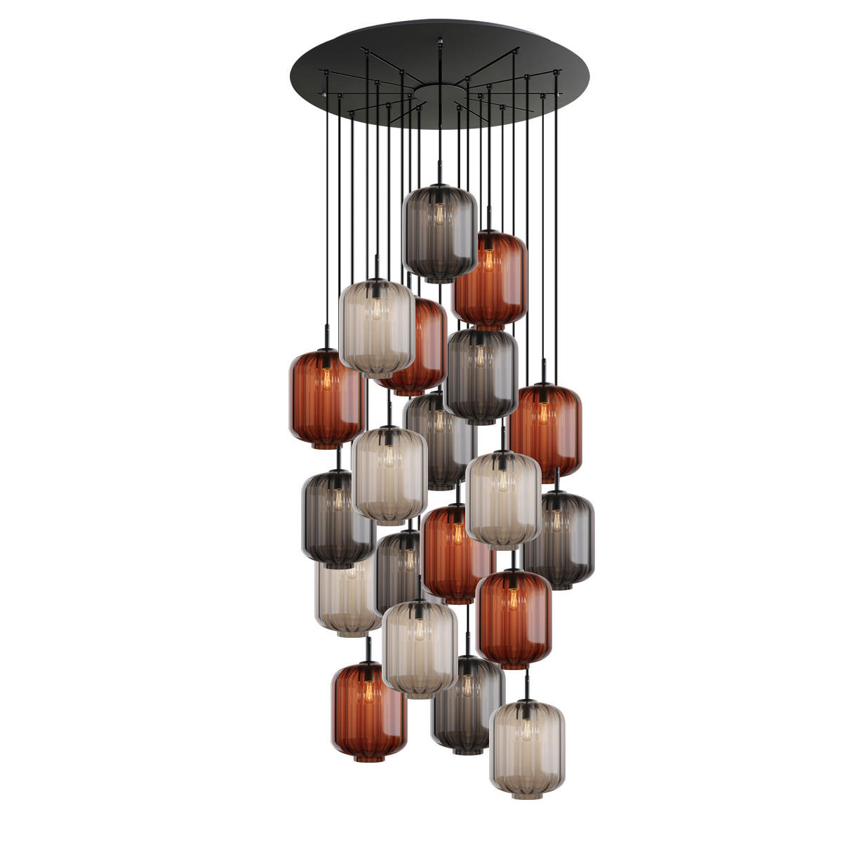 GALERIELEUCHTE Velo 20-flammig Mehrfarbig Ø 25 cm - Multicolor/Schwarz, Glas (25/25/27cm) - s.luce