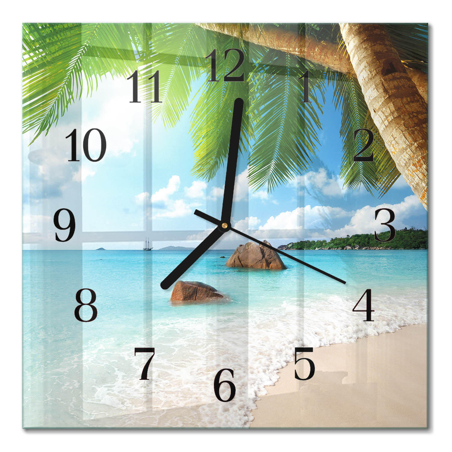 WANDUHR 30x30 cm - Insel - Blau, Glas (30/30/0.4cm) - TULUP