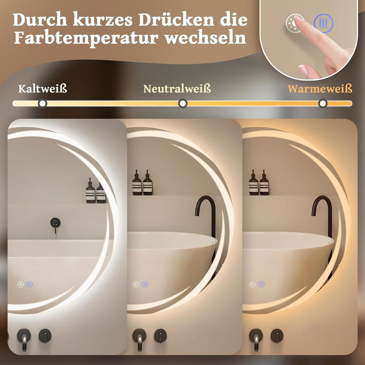 BADSPIEGEL Modernf Timo 50/50/2.4 cm - Alufarben, Glas/Metall (50/2.4/50cm) - ZMH