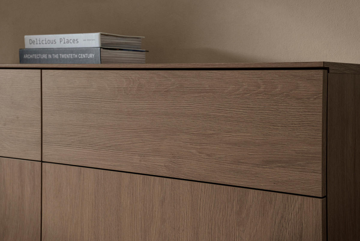 KOMMODE in Nussbaum 115 x 98 cm, Sideboard mit Push-to-Open - Nussbaumfarben/Schwarz, Holzwerkstoff/Metall (115/98/40cm) - Furn.Design