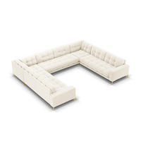 PANORAMASOFA Mamaia aus Samt leichtes beige 9 Sitzplätze - Creme, Textil (256/75/337cm) - Micadoni