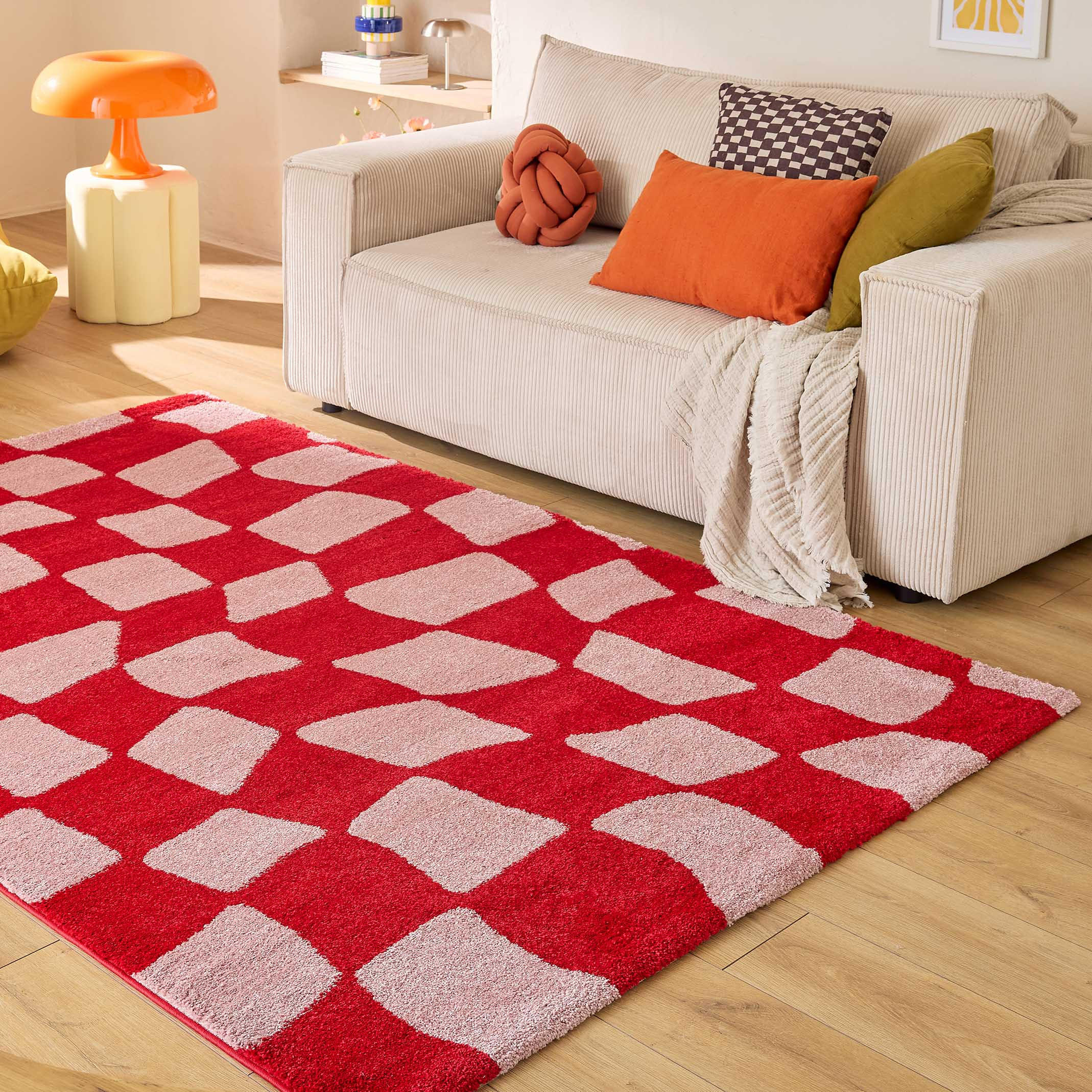 TEPPICH vintage karos rot Groovy 80x140 cm - Rot, Textil (80/140cm) - Nazar Rugs
