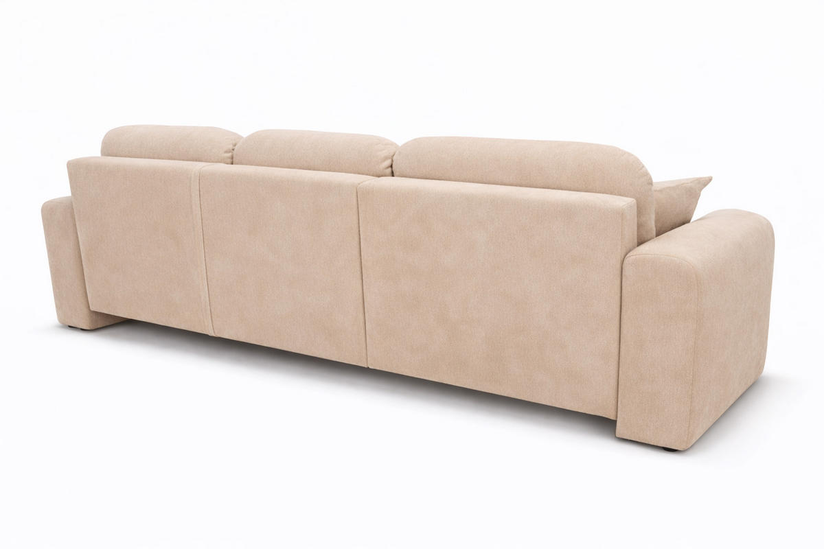 ECKSOFA Mit Schlaffunktion Und Bettkasten, Sofa L-Form Bingo L, Veloursstoff Salvador, Beige, Rechts - Beige, Holz (250/142cm) - Kaiser Möbel