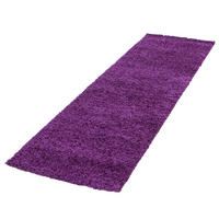 TEPPICH Hochflor Unifarben Polypropylen Wohnzimmer Shaggy Violett Läufer 80x250 - Lila, Textil (80/250cm) - KADIMA DESIGN