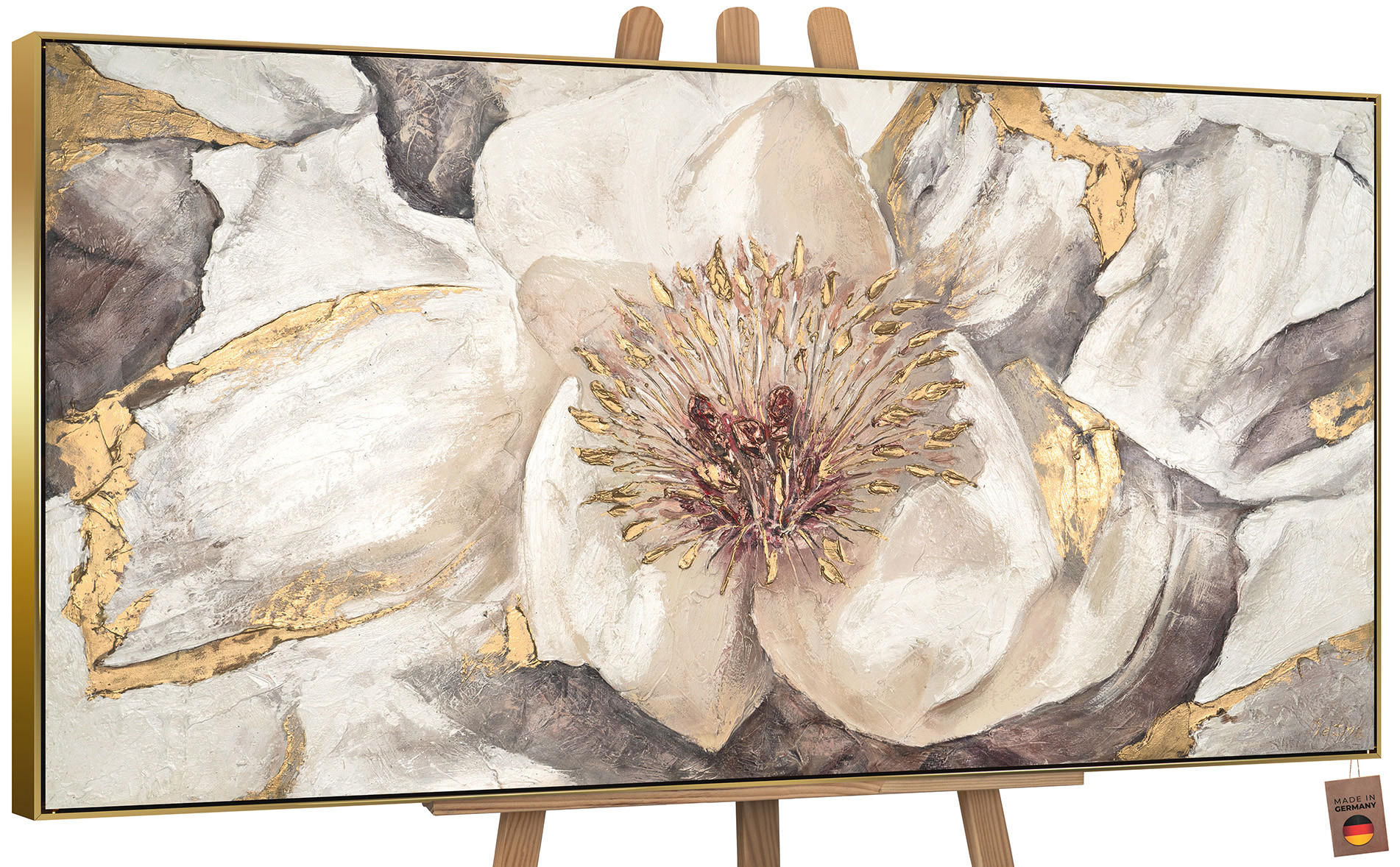 YS-art gallery Gemälde Gold 120x60 cm