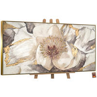 GEMÄLDE Malve Schattenfugenrahmen Gold 160x80 cm - Goldfarben, Holz (160/80cm) - YS-art gallery