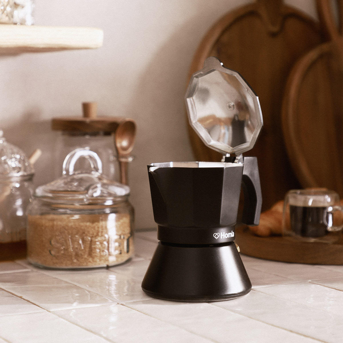 KAFFEEMASCHINE Mia Mokka schwarz 150 ml - Schwarz, Metall (10/15/16cm) - Homla