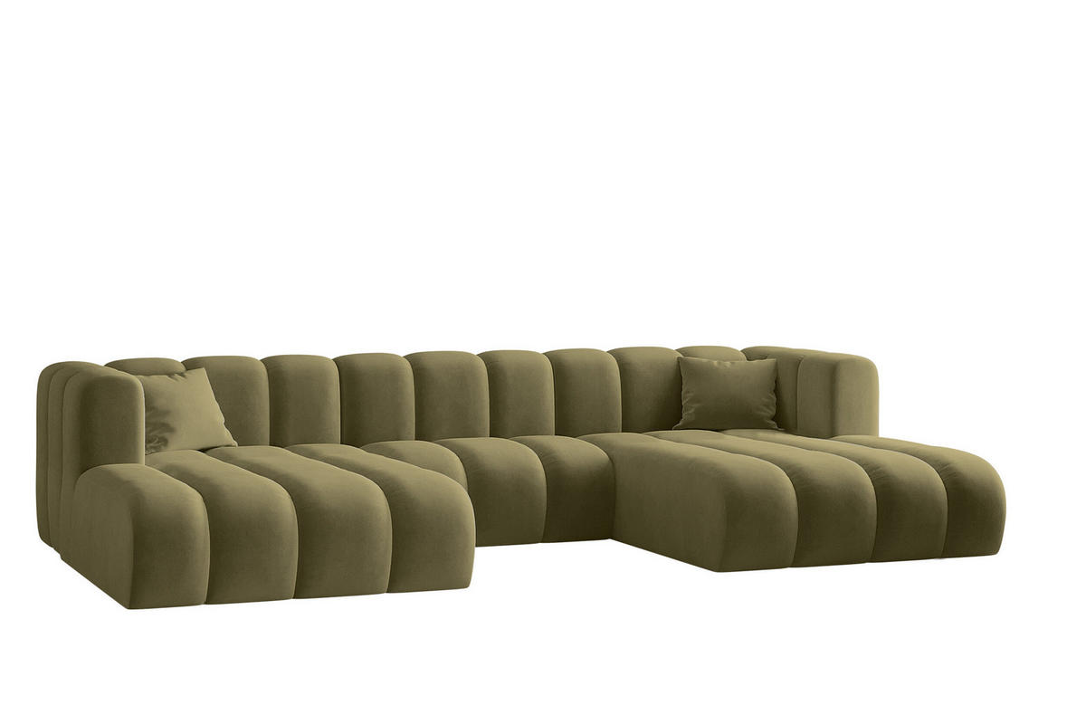 ECKSOFA U-from Grand modular Stoff Salvador Olive - Olivgrün, Holz (317/179cm) - Kaiser Möbel
