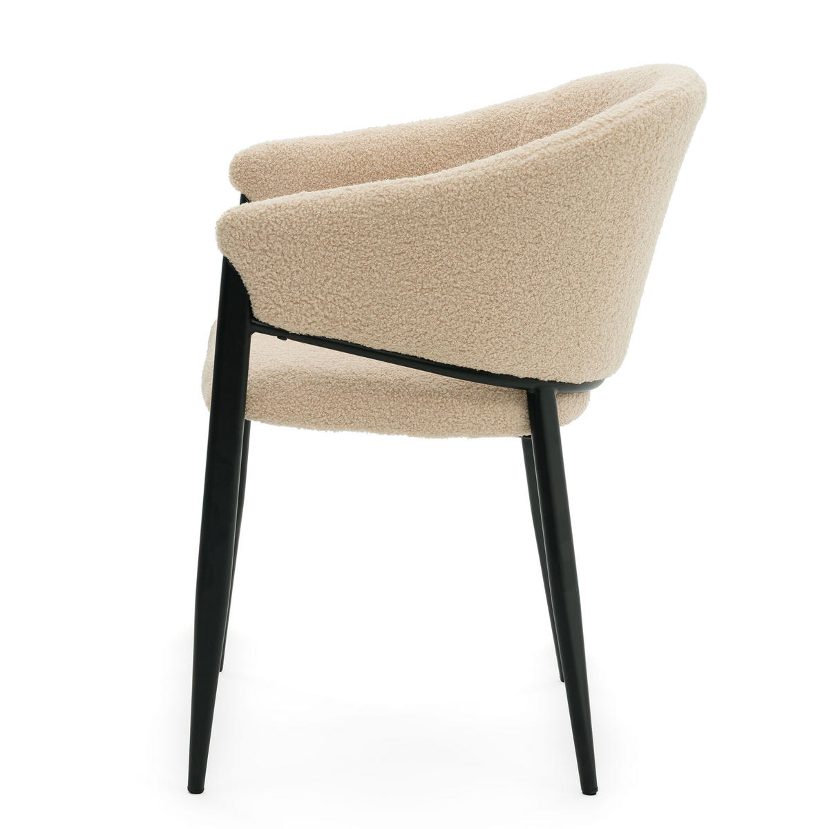 STUHL BUENO gespolsterter - dunkelbeige - Glamour Boucle Teddy - Beige/Schwarz, Textil/Metall (57/81/59cm) - NEW HOME