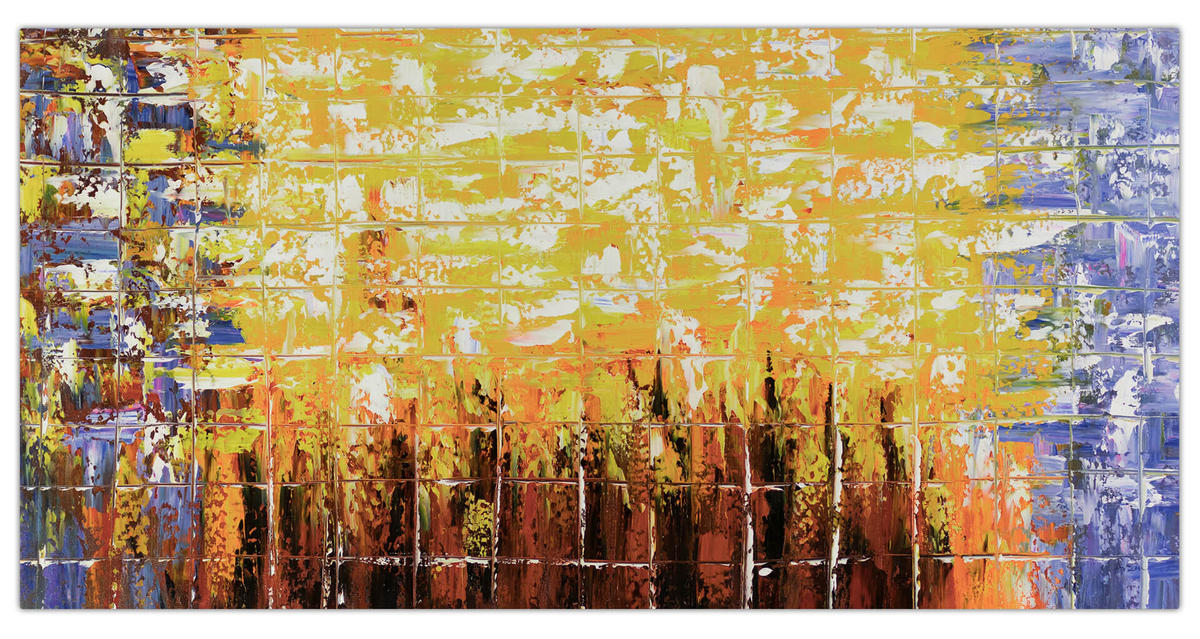 ÖLGEMÄLDE XXL Gelb 200/100 cm - Gelb/Weiß, Holz/Textil (6.68/100cm) - KUNSTLOFT