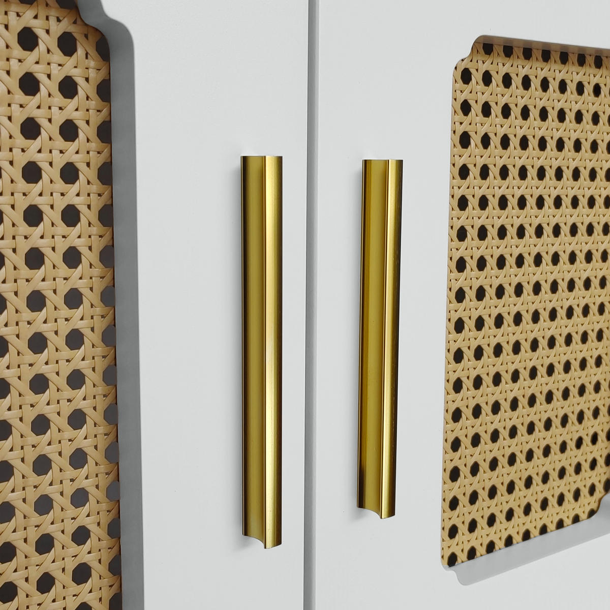 TV-SCHRANK Rattan, Metall - Weiß, Holzwerkstoff (38/55.5/175cm) - Raumix