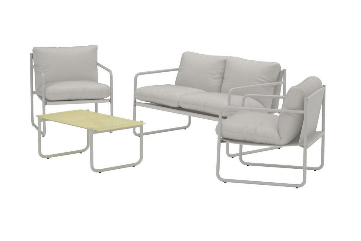 GARTENSET, Thassos, Grau, Stahl, 50 x 90 x 38 cm, 4-teilig - Grau, Metall - ebuy24