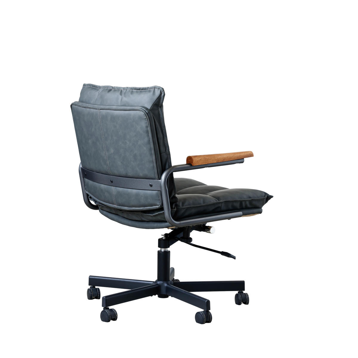 DREHSTUHL DE-41065 mit Eichenarmlehnen und Kunstleder Braun - Schwarz, Metall (65/72/46cm) - ComfortXL