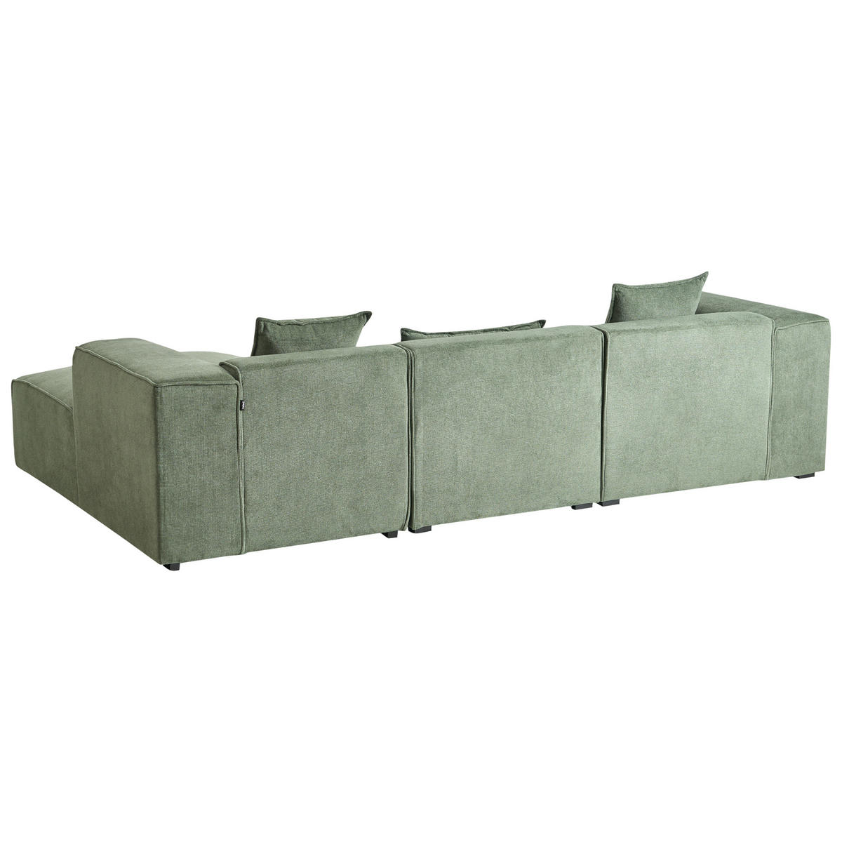 ROHOVÁ POHOVKA 3-místná Žinylková látka Tmavě zelená levostranná Dolva - černá/zelená barva, textil (294/170cm) - Beliani