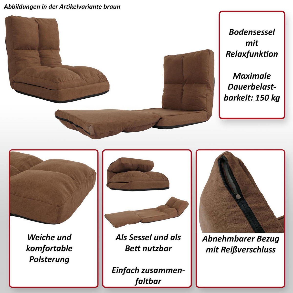 BODENSESSEL Hellgrau - Hellgrau, Textil (54/58/63cm) - MCW