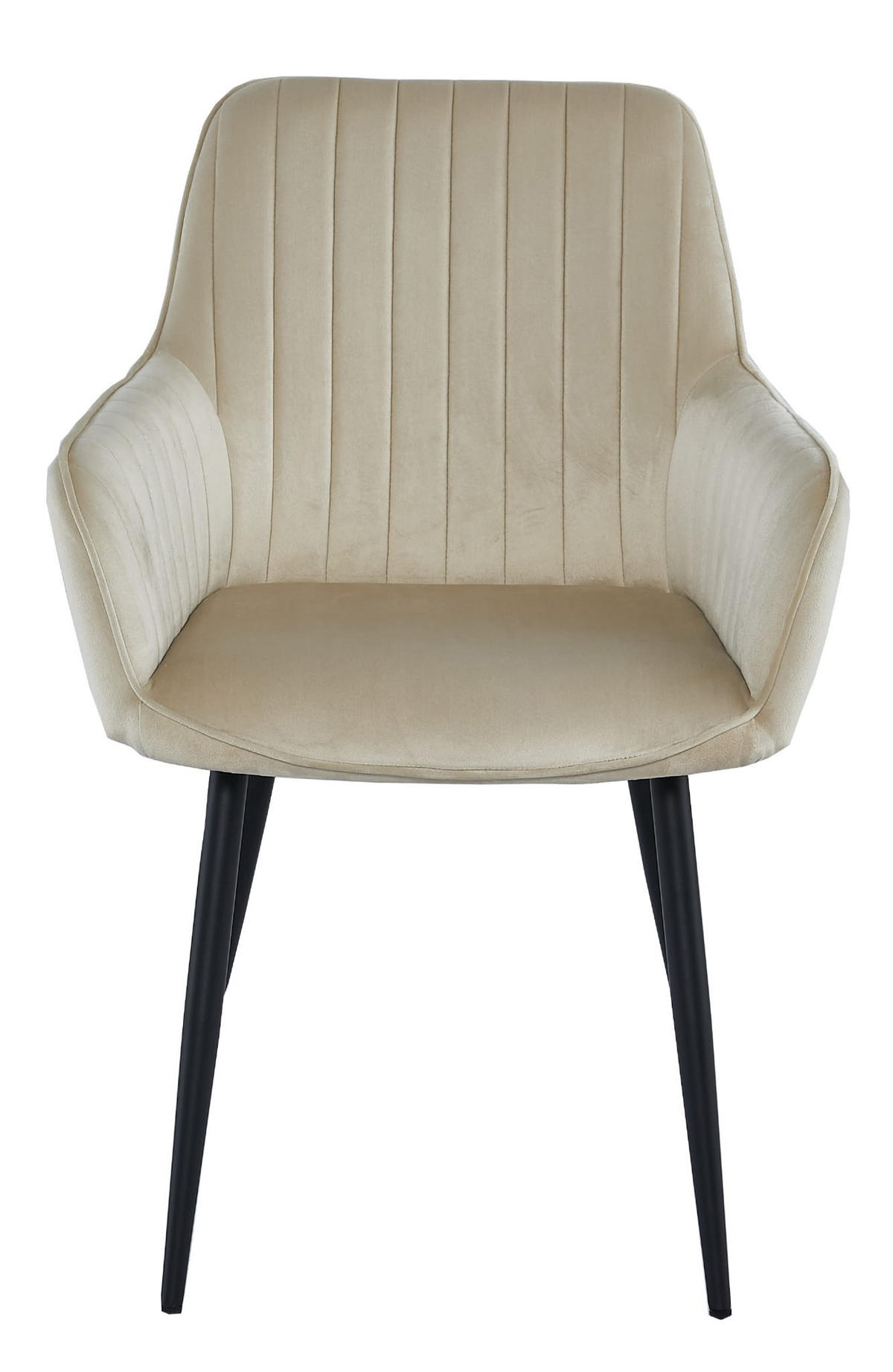 STUHL OSILO 2-er Set, Beige, Schwarz, Schwarze metallische Beine - Beige, Textil/Metall (55/84/46cm) - Komodee