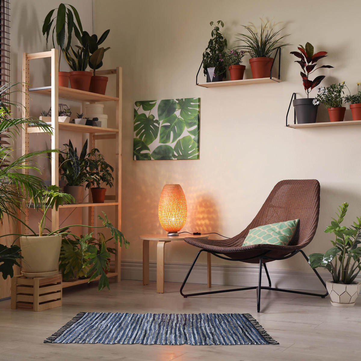 FLICKENTEPPICH - Blau, Leder/Textil (140/70cm) - Relaxdays