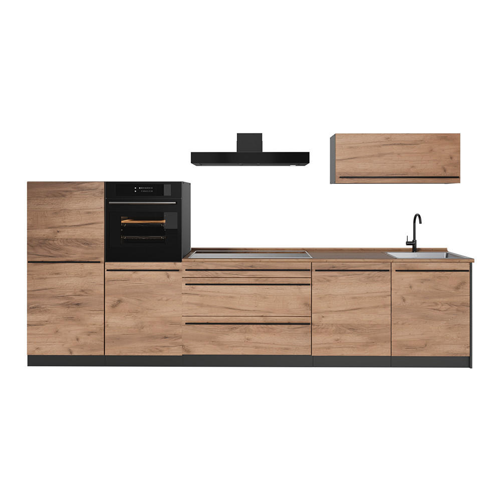 Vicco Küchenzeile Honigeiche, Anthrazit 340x143x60 cm