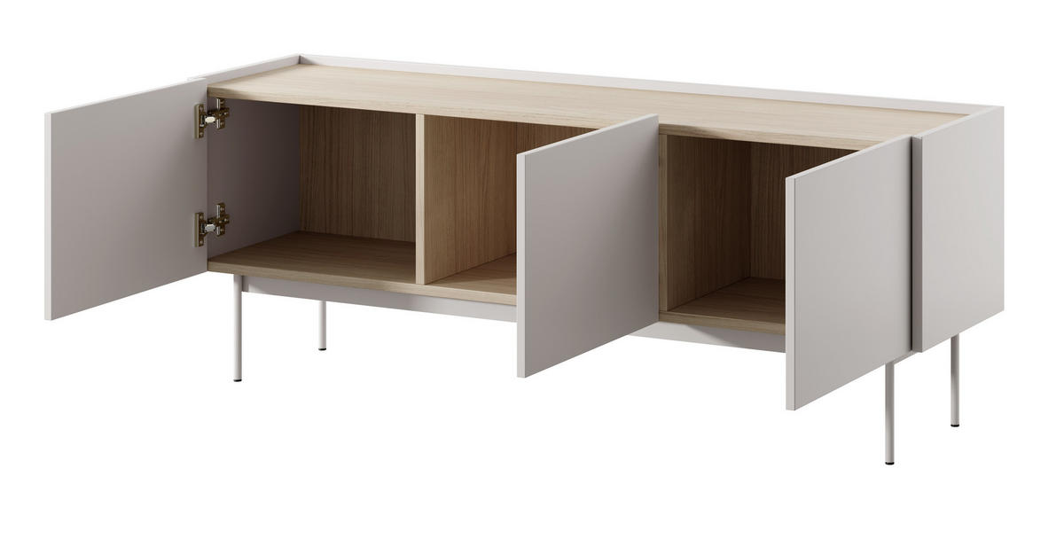 TV-BOARD 3 Türen Laris - 100 cm, Beige - Beige, Holz (144/55/37cm) - Emporius