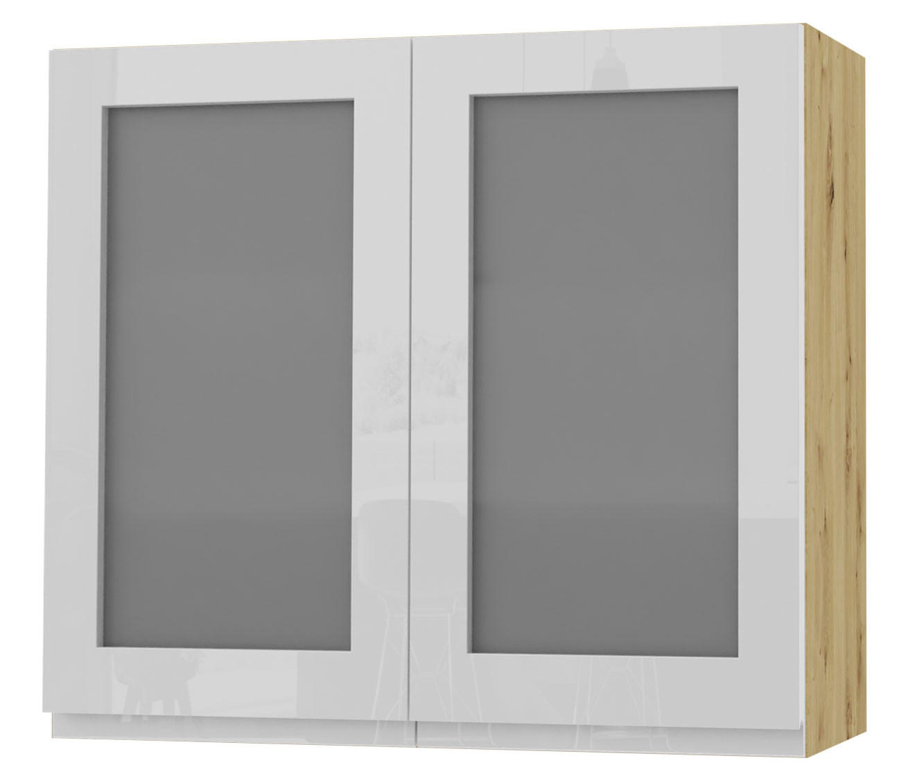 Feldmann-Wohnen Hängeschrank Weiß Hochglanz, Eiche Artisan 80x72x32.5 cm