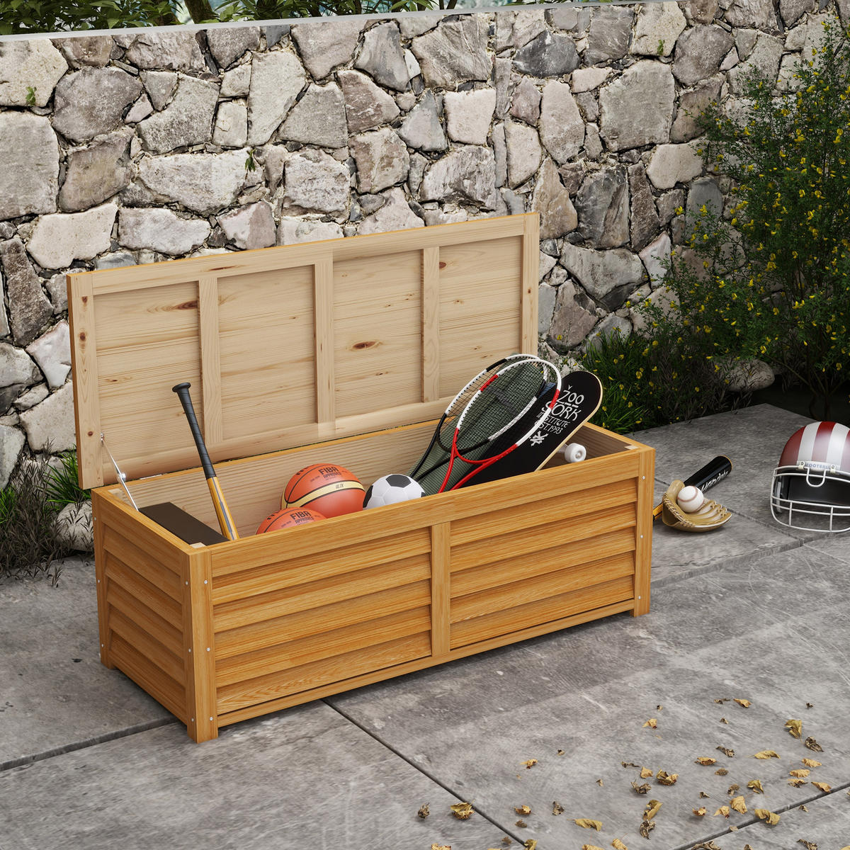 KISSENBOX DE-18672 176 L, Holzgriffe - Braun, Holzwerkstoff (50/45/130cm) - ComfortXL