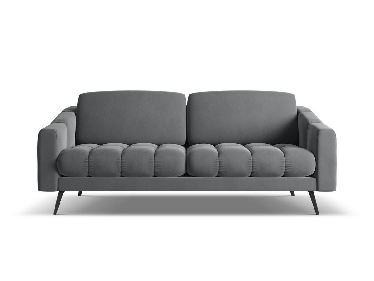 3-SITZER SOFA Samt Stoff Grau - Dunkelgrau/Schwarz, Textil/Metall (202/80/95cm) - Makamii