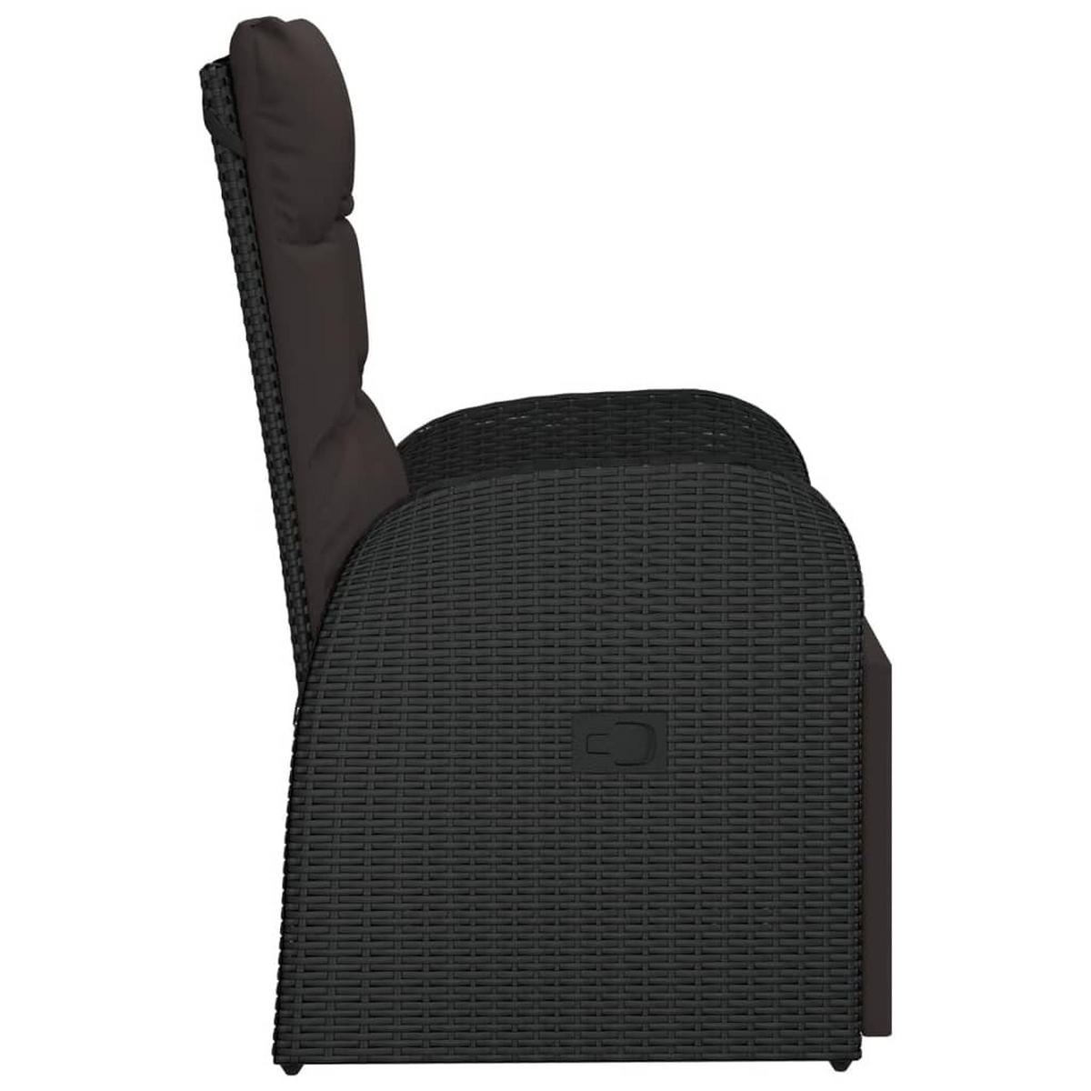 GARTEN-LIEGESTUHL Mit Auflage Poly Rattan Schwarz - Schwarz, Kunststoff/Textil (57/106/69cm) - vidaXL