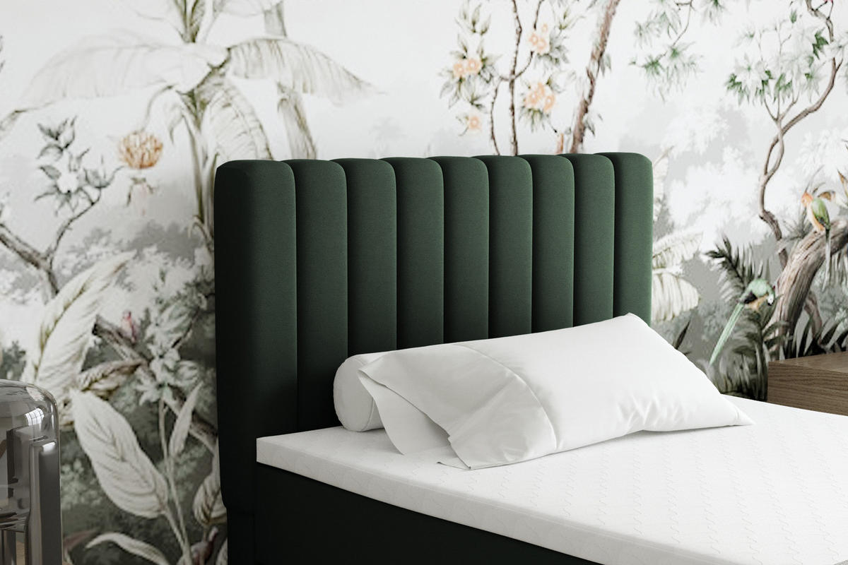 BOXBETT Everest 100 x 200 cm Einzelbett mit hochwertiger Bonell-Matratze und Topper - Grün, Holz (100/200cm) - Panda Möbel