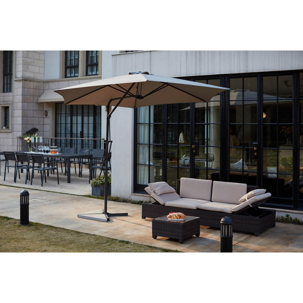 SONNENSCHIRM alcudia grau rund 2 94 x 2 94 cm - Grau, Metall (294/294cm) - Concept Usine