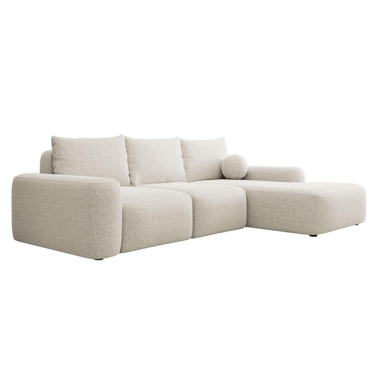 ECKSOFA Carnos mit Ballkissen, Creme Chenille, rechtsseitig - Creme/Schwarz, Kunststoff/Textil (264/162cm) - Selsey
