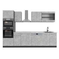 KUHINJSKI BLOK R-Line Beton 300 cm z visoko omaro, DP Marmor - siva/antracit, leseni material (300/81.6/60cm) - Vicco