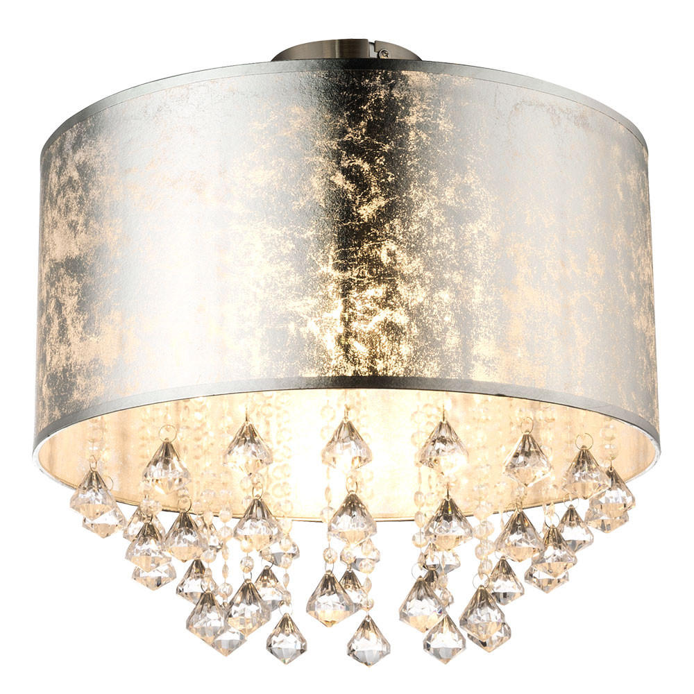 LED DECKENLEUCHTE Kristalle Silber - Silberfarben, Metall (30/30/31cm) - Globo Lighting