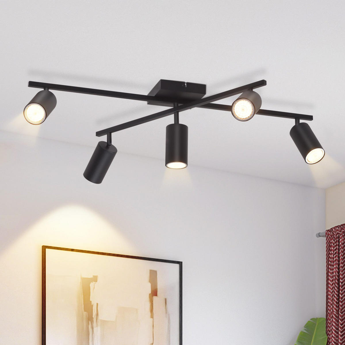 STRAHLER Berlinchen 5-flammig 77.5/57.5/21 cm - Schwarz, Metall (77.5/57.5/21cm) - Nettlife
