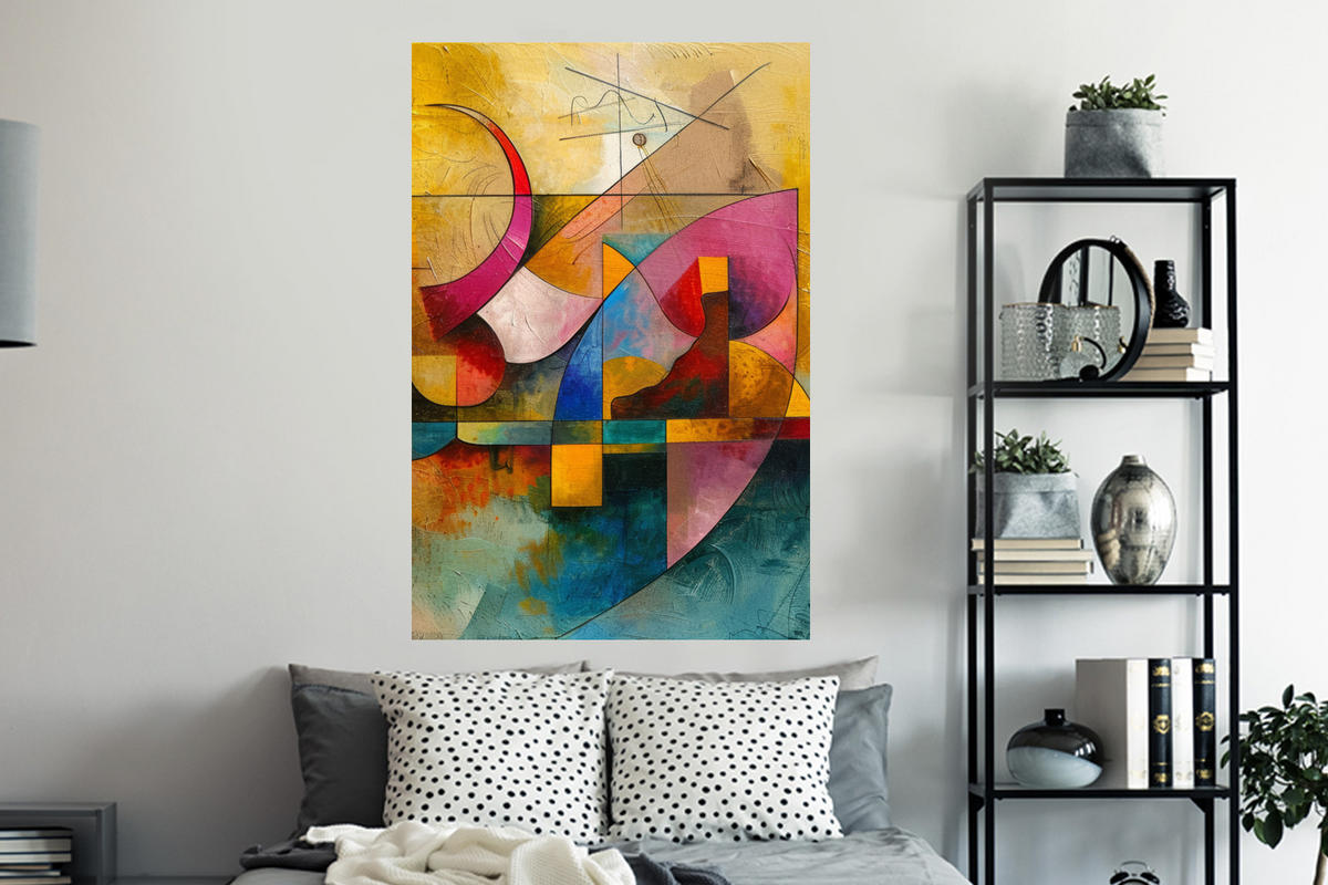 WANDTATTOO Kunst - Abstrakt - Modern 80x120 cm - Gelb, Kunststoff (80/120/0.1cm) - MuchoWow