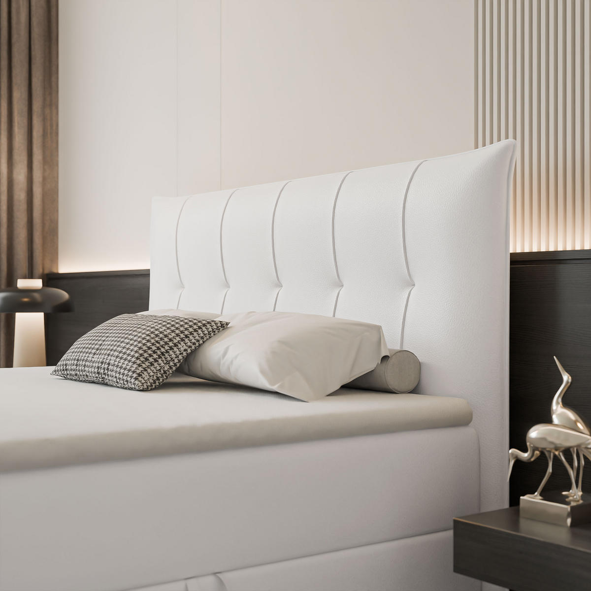 BOXBETT CHESTER 180/200 cm mit Matratze und Topper, Weiß - Weiß, Holzwerkstoff/Textil (180/200cm) - Idohome