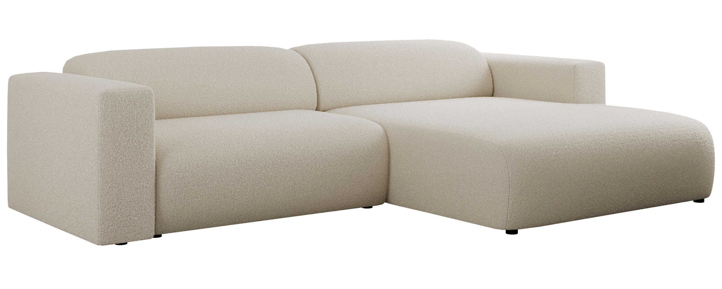 ECKSOFA PASADENA Beige Bouclé - Rechts Seite - Beige/Schwarz, Kunststoff/Textil (180/288cm) - MKS