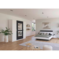 SCHLAFZIMMER Monza in Weiß und Grau Metallic mit Bettanlage 160x200cm, 2 Nachttischen und Drehtürenkleiderschrank 4türig mit Spiegel - Weiß, Holzwerkstoff (80/200/120cm)