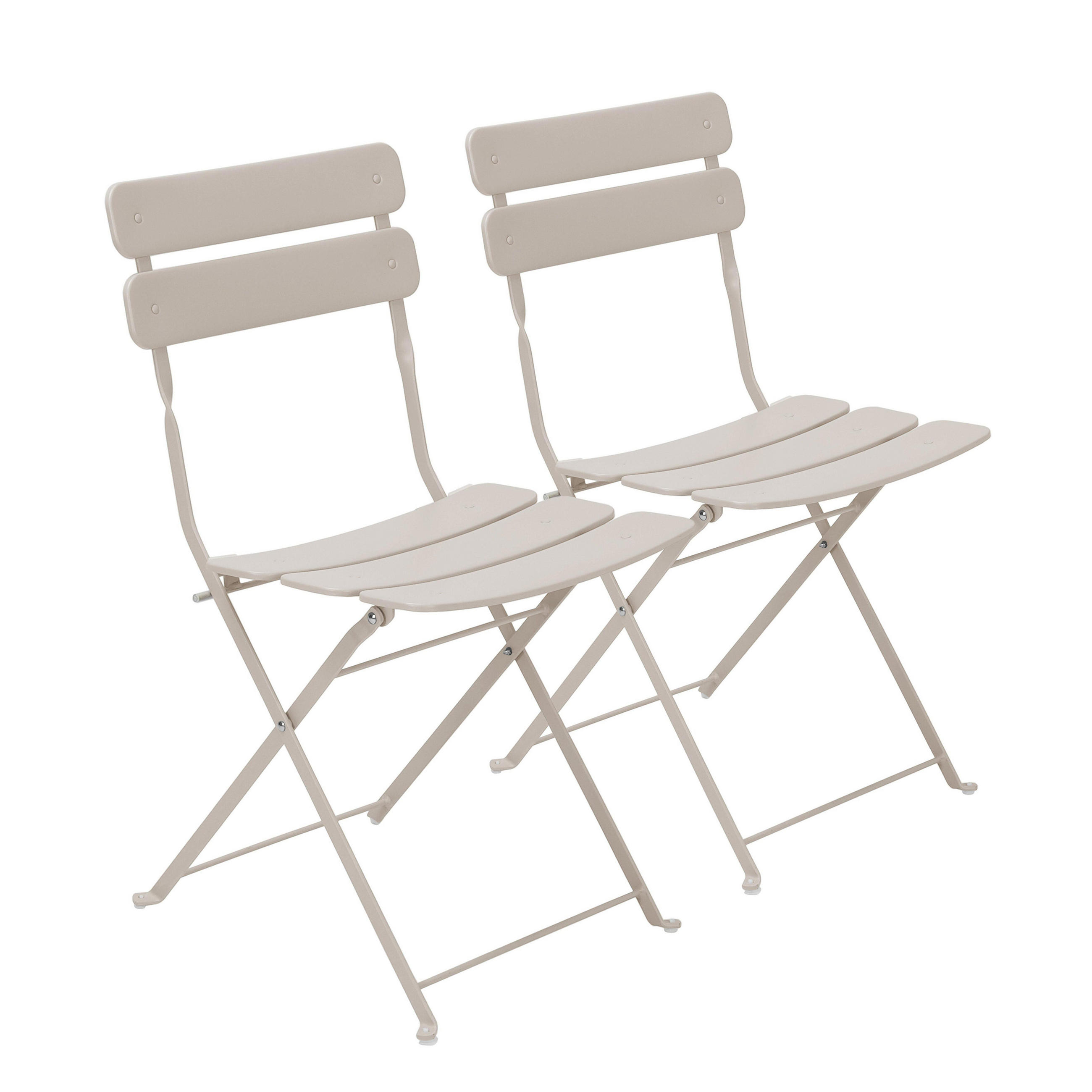 GARTENSTUHL 2-tlg., Weiß - Beige, Metall (42/81/48cm) - Oviala