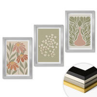 WANDBILDER 3er Set - 20x30 cm Silberner Rahmen - Florale Boho-Muster - Silberfarben, Kunststoff (20/30cm) - ArtPrintCave