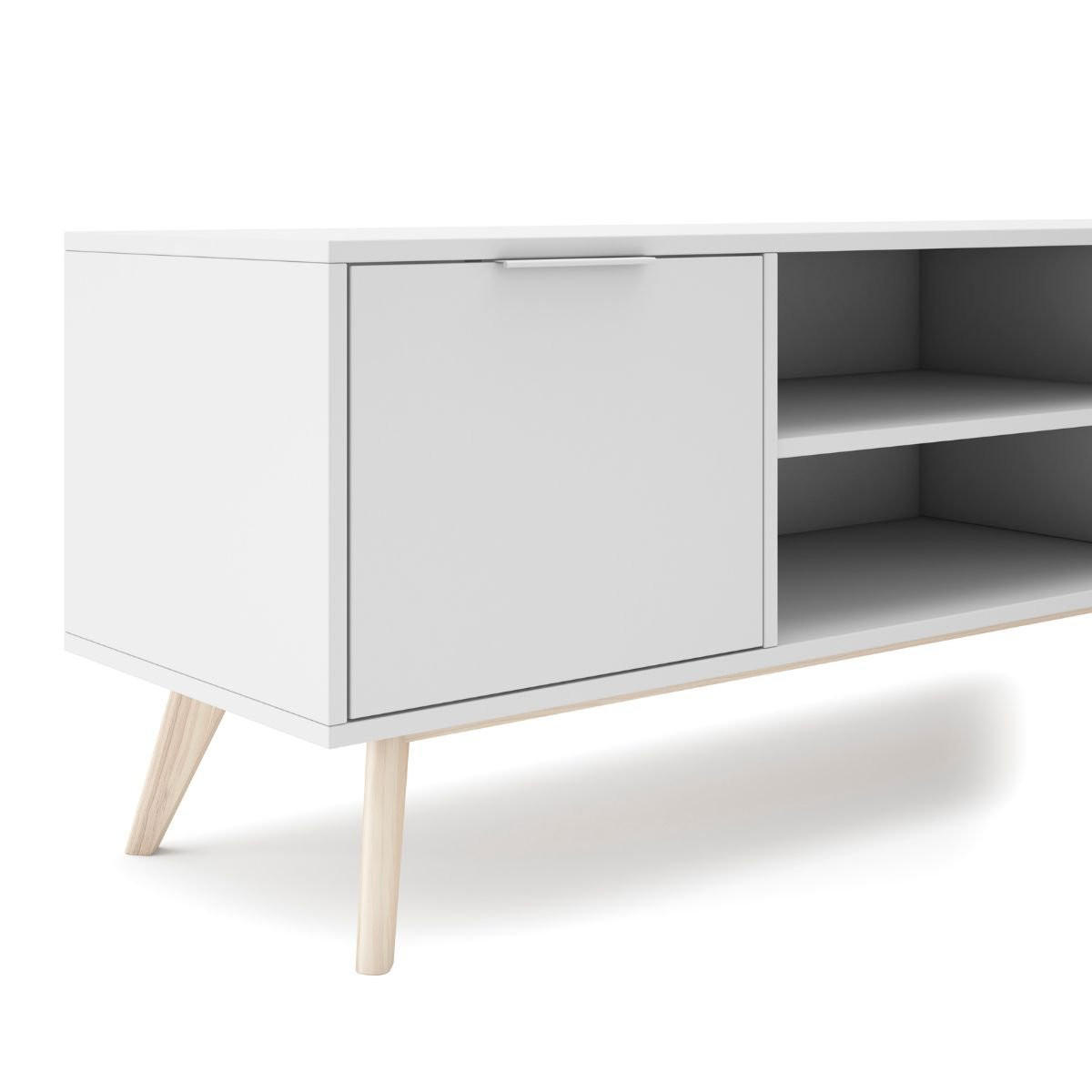 TV-SCHRANK mit 2 Türen 2 Fächern L140 cm - Campus - Weiß, Holzwerkstoff (40/53/140cm) - Calicosy