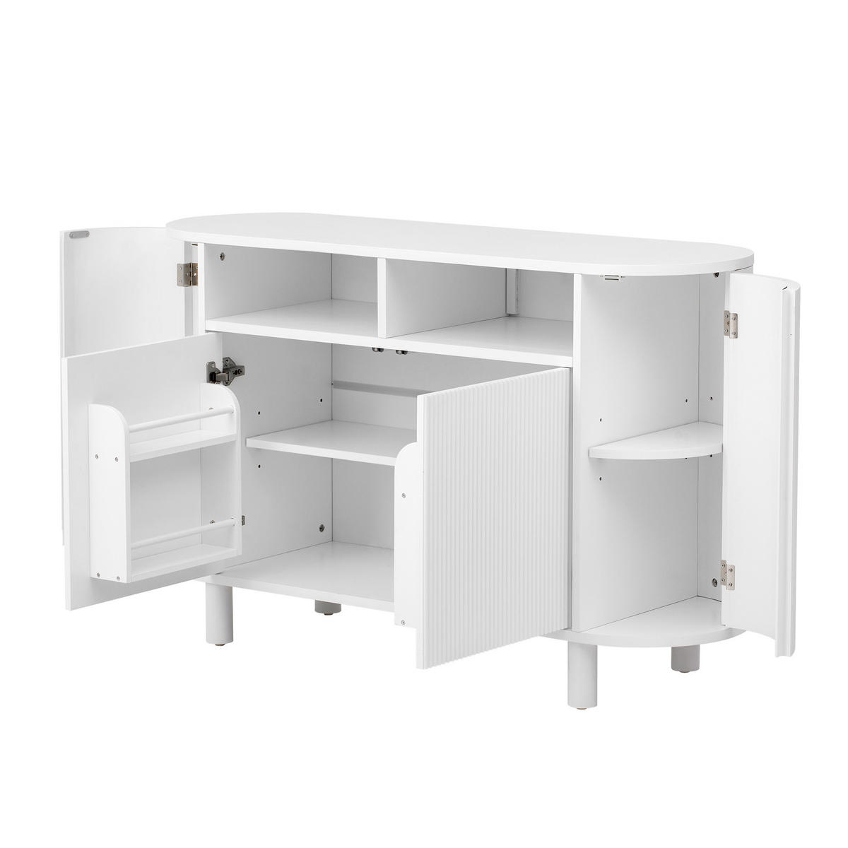 SIDEBOARD 120/38/77 cm in Weiß mit 2 Türen & offenem Fach - Weiß, Holzwerkstoff (120/77/38cm) - BEAOK