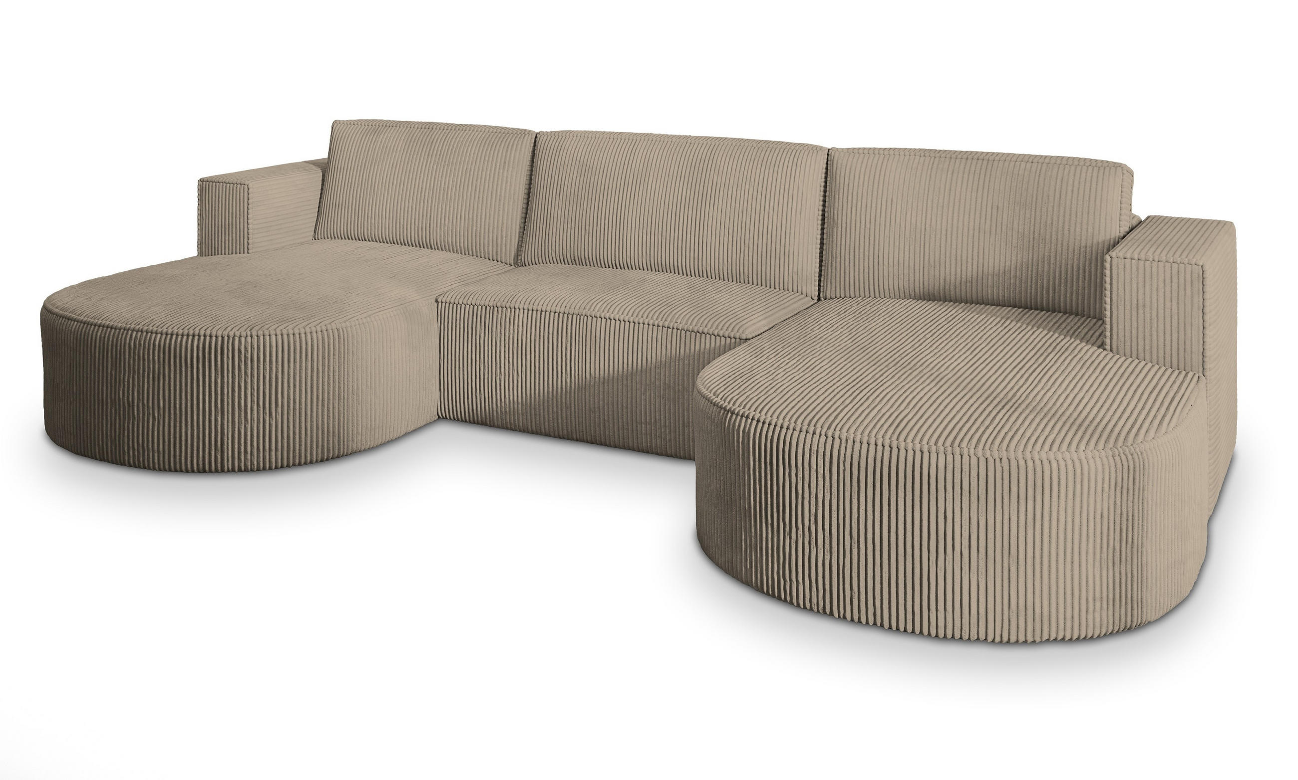 ROHOVÁ SEDAČKA VEZZO béžová - šedá/béžová, dřevo/textil (347/174cm) - MASSENO