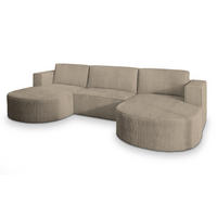 ROHOVÁ SEDAČKA VEZZO béžová - šedá/béžová, dřevo/textil (347/174cm) - MASSENO