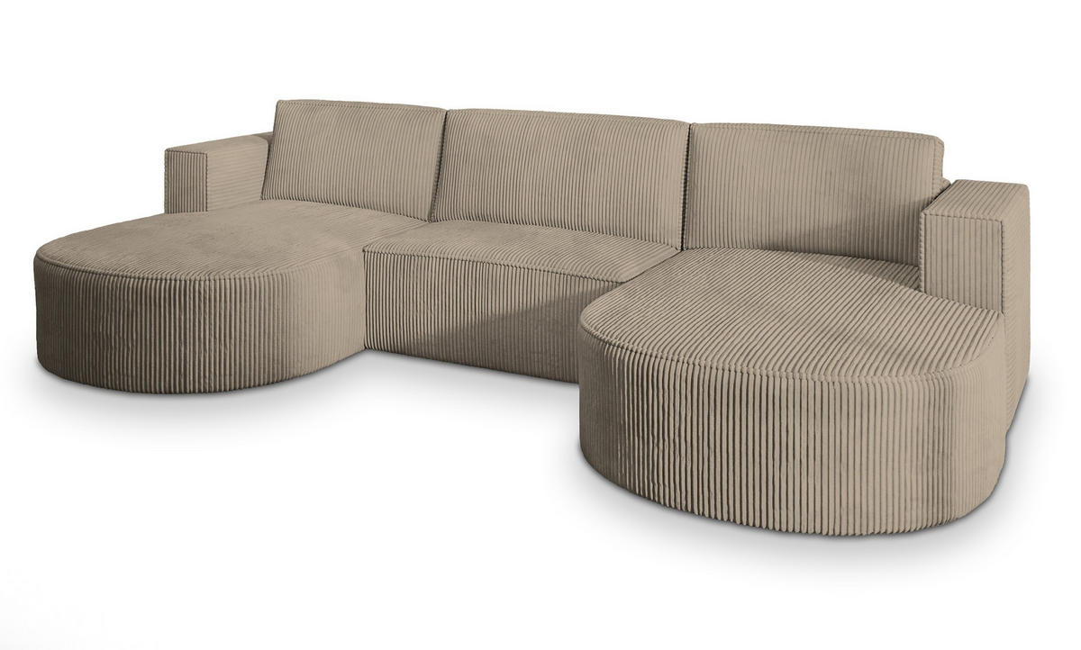 ROHOVÁ SEDAČKA VEZZO béžová - šedá/béžová, dřevo/textil (347/174cm) - MASSENO