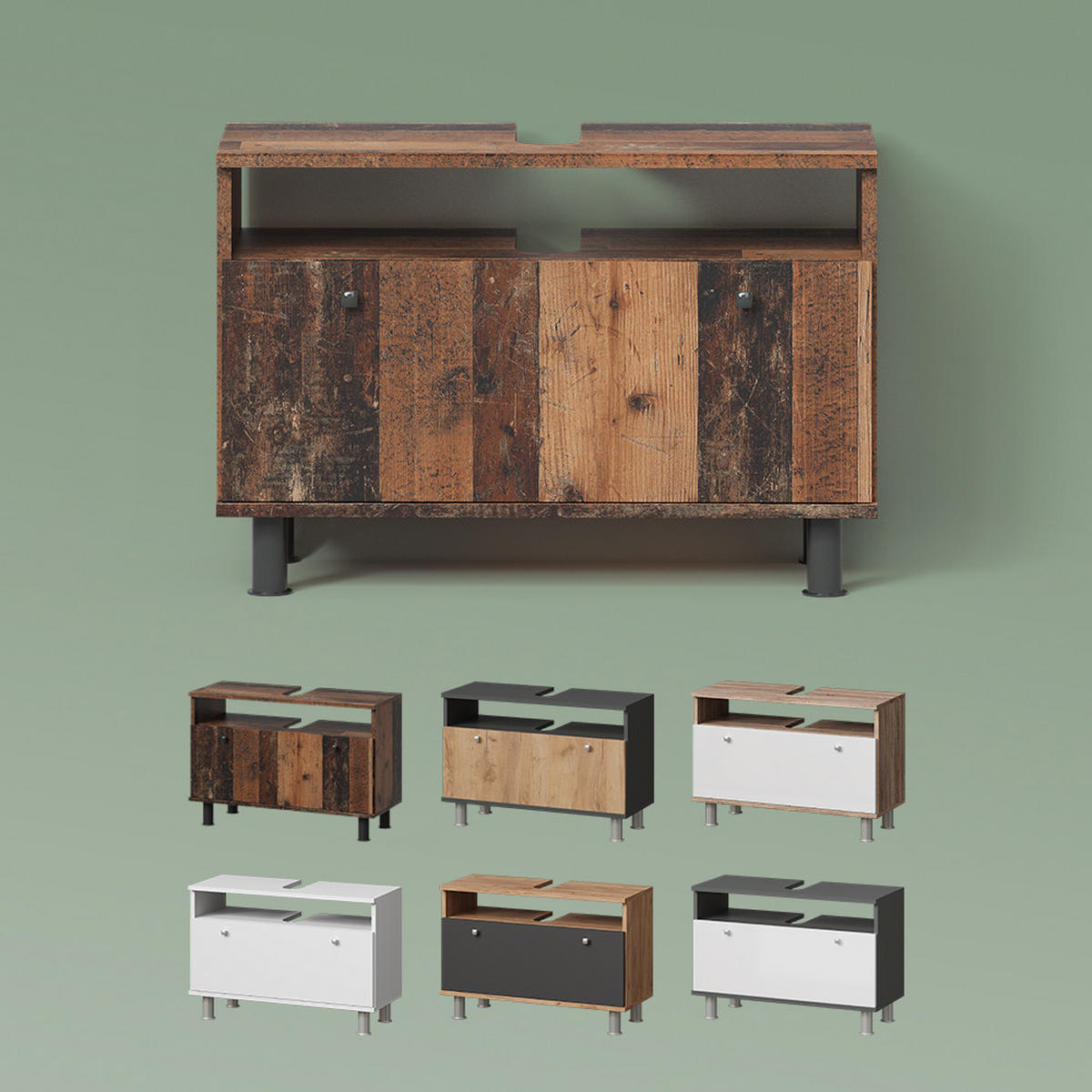 WASCHBECKENUNTERSCHRANK Fucino Weiß 80.2 x 54 cm mit Schublade - Weiß, Holzwerkstoff (80.2/54/32cm) - Livinity®