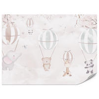 FOTOTAPETE für Kinderzimmer Tiere Himmel Elefant Giraffe Panda Vögel Ballons 500x350 - Multicolor, Papier (500/350cm) - Muralo