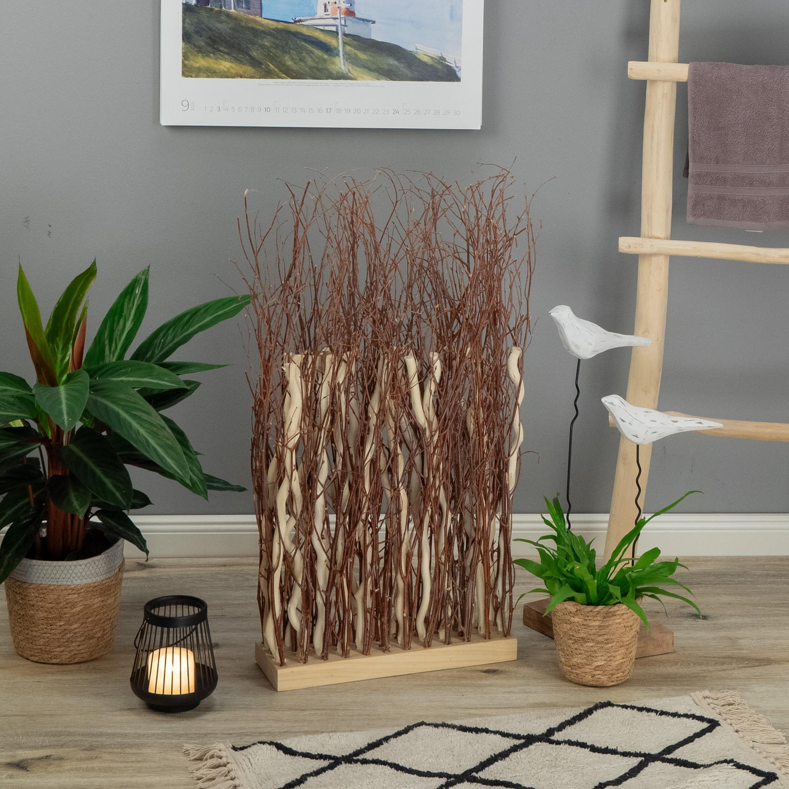 RAUMTEILER TWIGS 78x40 cm, Weidenholz-Zweige braun-beige - Naturfarben, Naturmaterialien (40/78cm) - DESIGN DELIGHTS